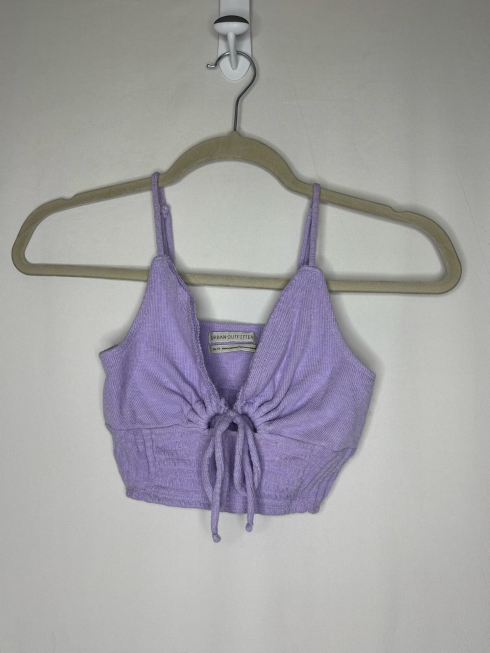 Urban Outfitters Lavender Tie-Front Ribbed Cropped Tank